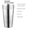 4pcs 300ml/500ml/600ml Stainless Steel Cups Metal Pint Unbreakable Shatterproof Drinking Glasses Stackable Water Cups Tumbler