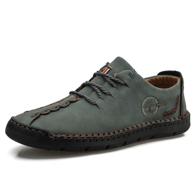

Весна 2025 года, новые повседневные туфли на шнуровке, импортные, мужские, большого размера, зеленые туфли Doudou, популярная кожаная обувь на шнуровке ручной работы 48 армия зеленый