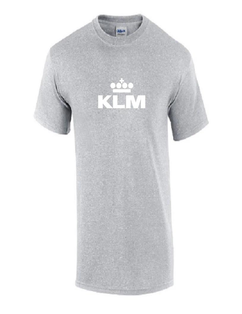 KLM White Retro Logo Shirt Dutch Royal Airline Aviation Sport Gray T-Shirt 4XL