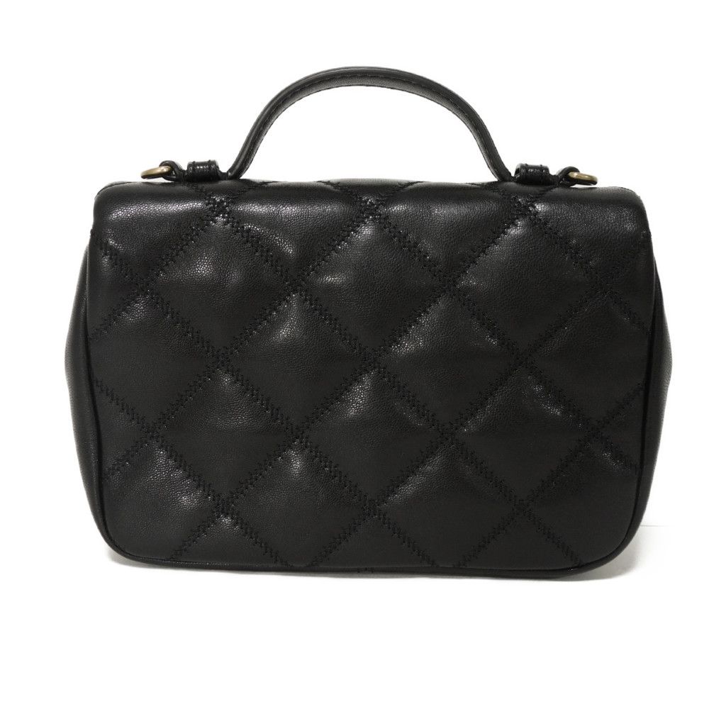 Used Willa Mini Top Handle Bag (10833) 153399 7922 Goat Quilted 2-Way Chain Double T Logo Black Women's from Japan