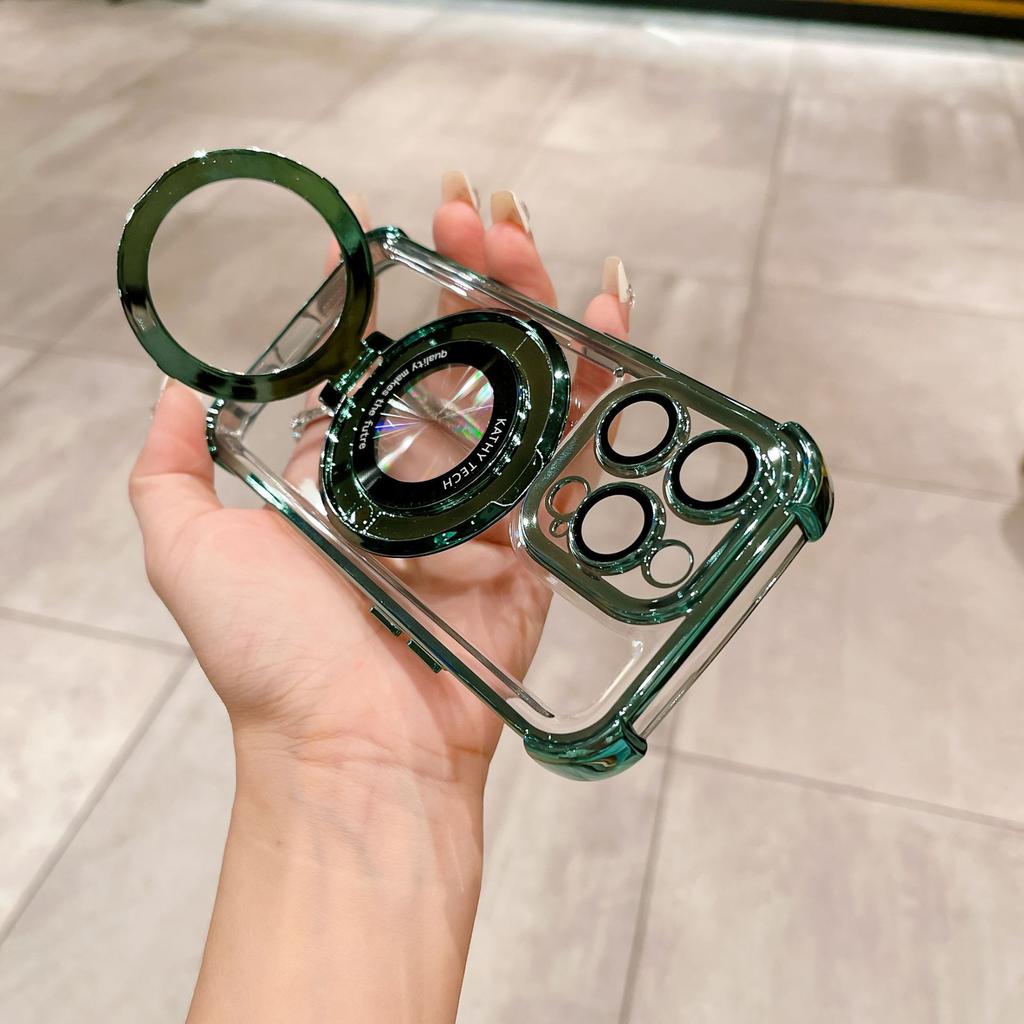 Space case Magnetic suction bracket is suitable for iPhone17 mobile phone case electroplating four corners anti-drop Apple 16 all-inclusive protective