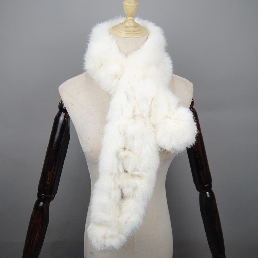 2026 New Arrival Winter Real Rabbit Fur Scarf Women Long Warm Genuine Rabbit Fur Scarves Female Knit Fluffy Pompoms Fur Scarves
