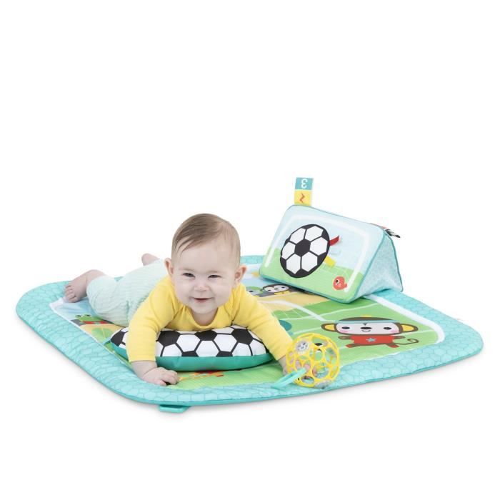 Bright starts Baby Football Activity Play Mat, Play Arch with Oball Toys, Music and Lights, Baby Gift