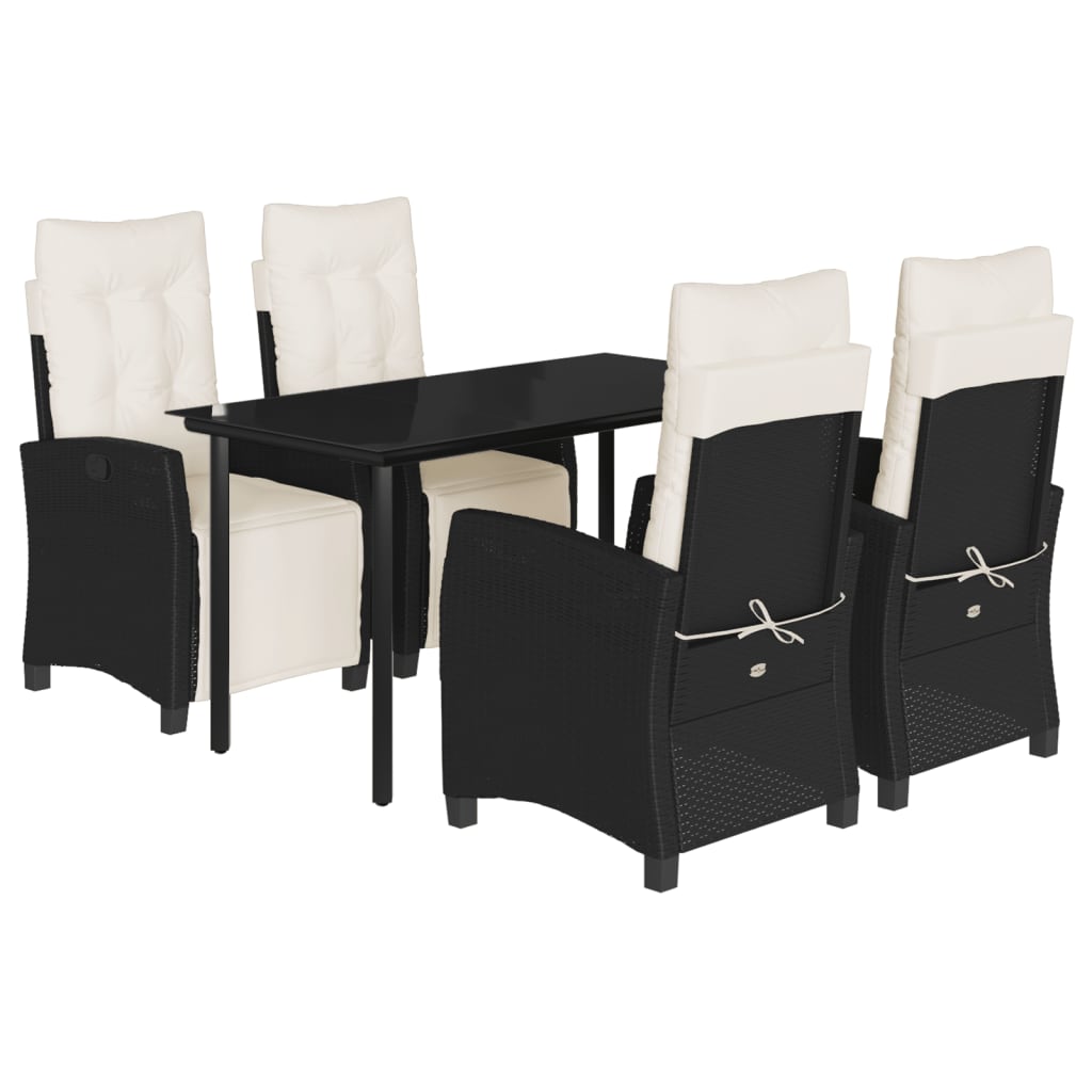 Vidaxl 5-Cz. Garden Furniture Set With Cushions, Black, Poly Rattan