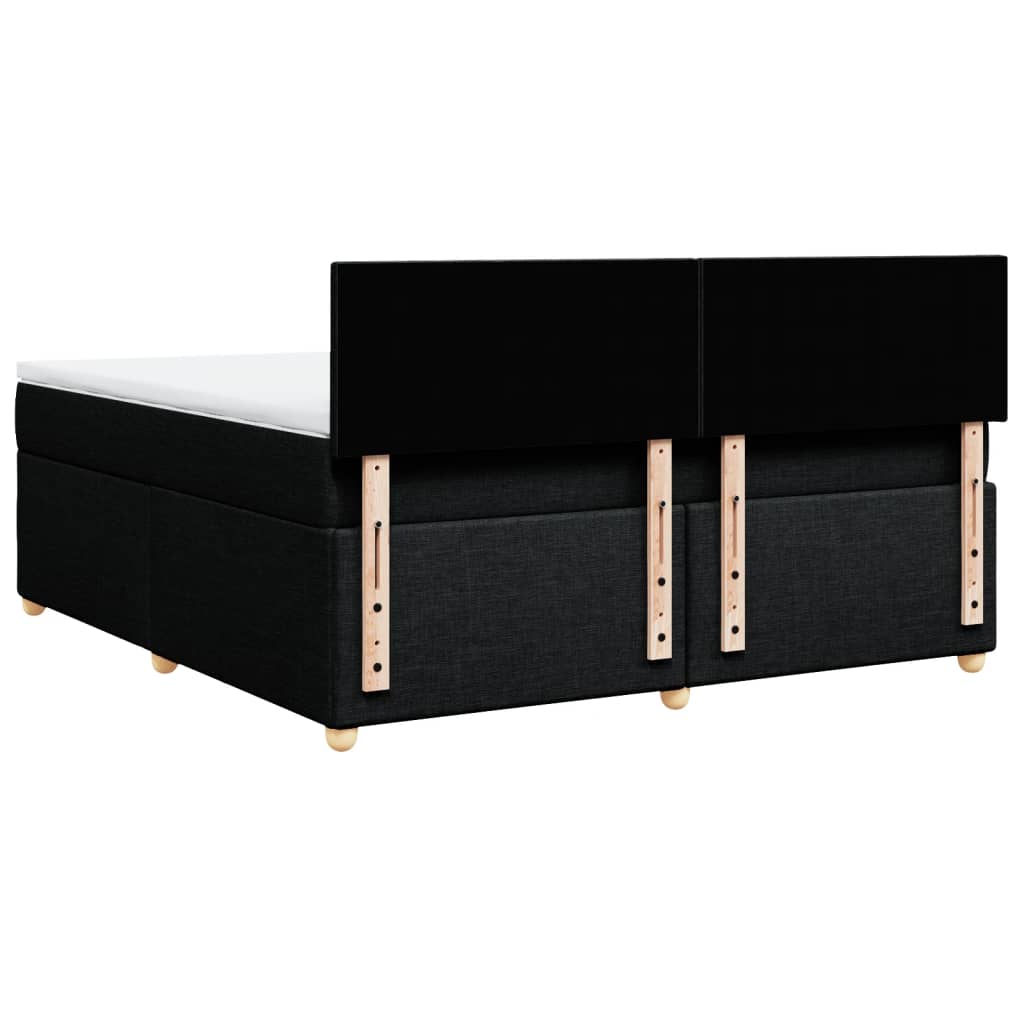 Box Spring Bed with Mattress Black 180x200 Cm Fabric