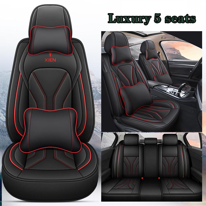 Nappa Leather Car Seat Covers Waterproof Auto Seat Protectors Full Set Universal Accessories Fit for Most Sedans SUV Truck