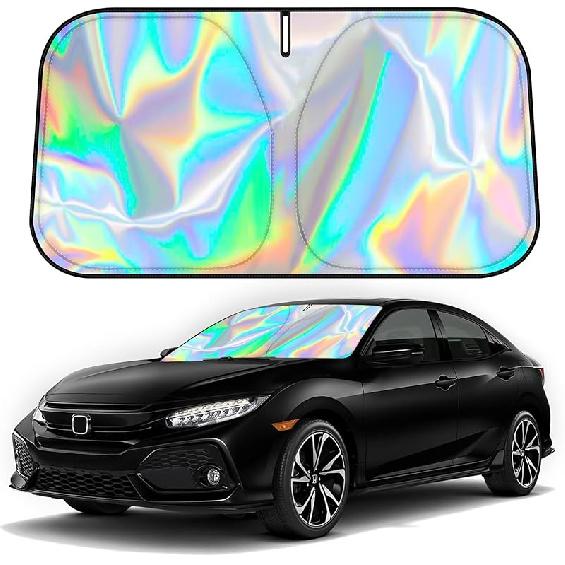 D-Lumina Windshield Sun Shade For 2011-2017 Honda Odyssey Mini Van Accessories, Iridescent Reflective Front Window Sunshade Sun Visor Protector Block