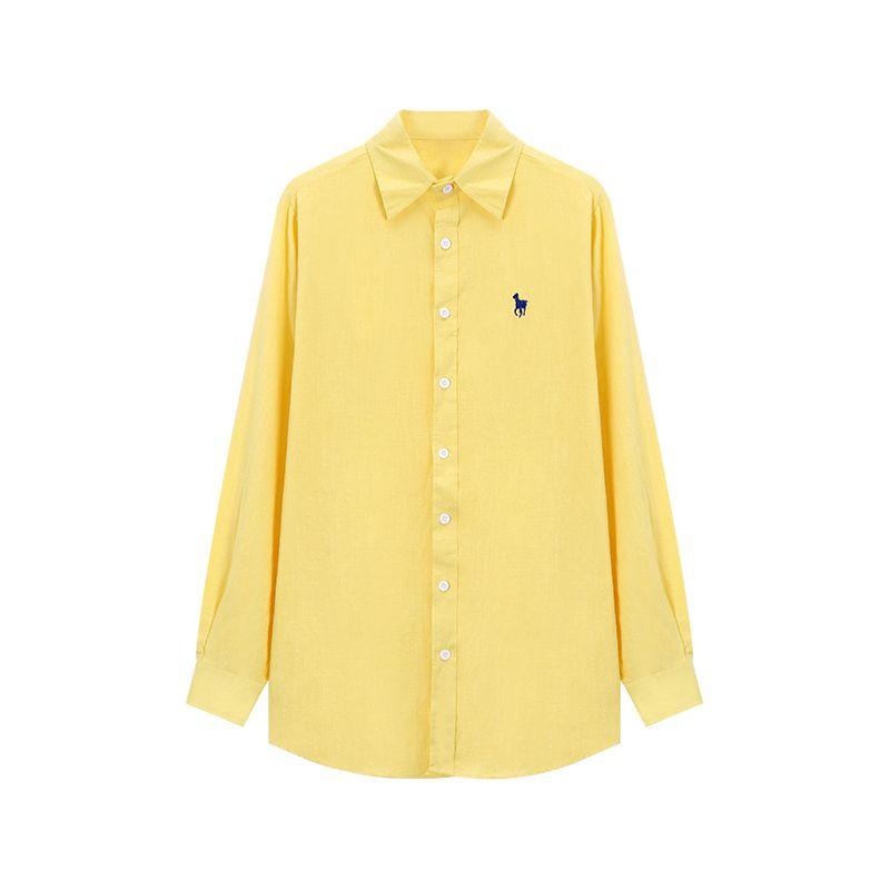 Yellow Shirt Coat Summer Casual Loose Embroider
