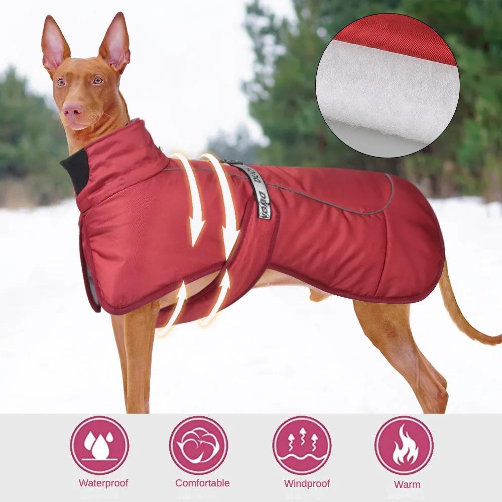 Winter Dog Clothes For Big Dogs Warm Fleece Large Dog Jacket Waterproof Pet Coat With Harness Labrador Clothing Pet Costume