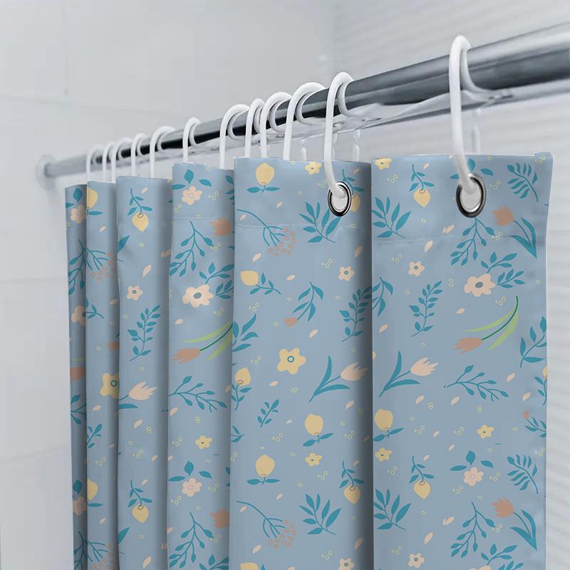 Blue Floral Shower Curtain With Monogram For Bathroom Decor Custom Name Available Perfect Housewarming Gift #Homede