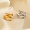 Stainless Steel Gold Color Geometric Open Rings For Women Vintage Metal Irregular Hollow Adjustable Ring Jewelry Gift