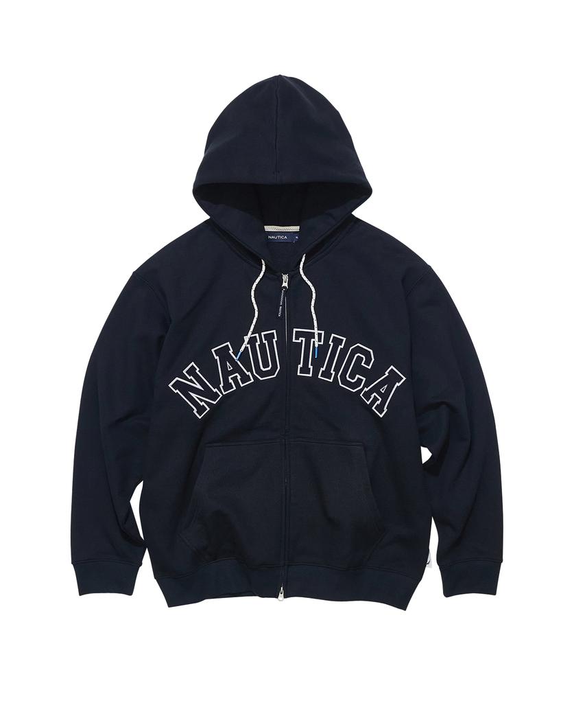 Nautica Arch Logo Hooded Zip-Up (Fleece-Lined) Njk0865