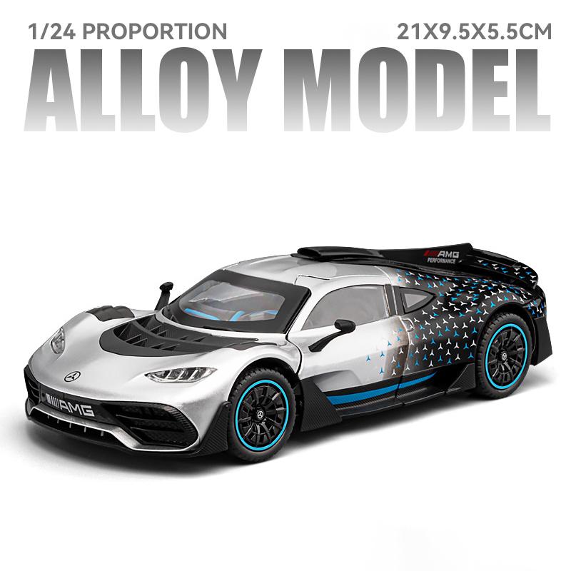

1/24 Benz ONE AMG Supercar Alloy Car Model Sound and Light Pull Back Children s Toy Collectibles Birthday Gift серебряный