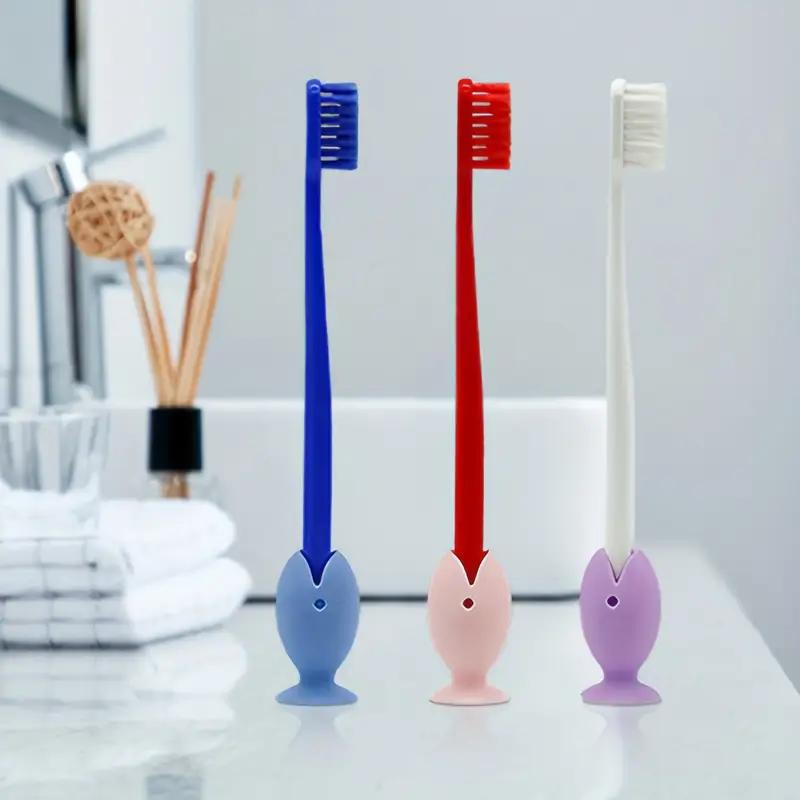 1PCS Punch-free Fish-shaped Toothbrush Holder Suction Cup Travel Wash Set Storage Drain Rack