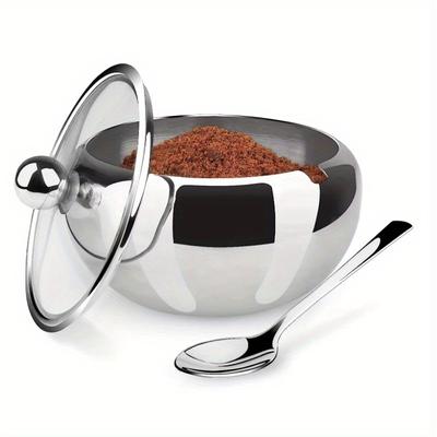 Réservoir d'assaisonnement ménager réservoir plus épais couvercle de confiture de café cuillère à sel bol boîte à sucre outil de cuisine de bonne qualité en acier inoxydable