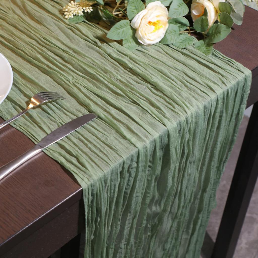 Bohemian Crinkled Cheesecloth Table Runner - Bali Yarn Style for Weddings and Parties