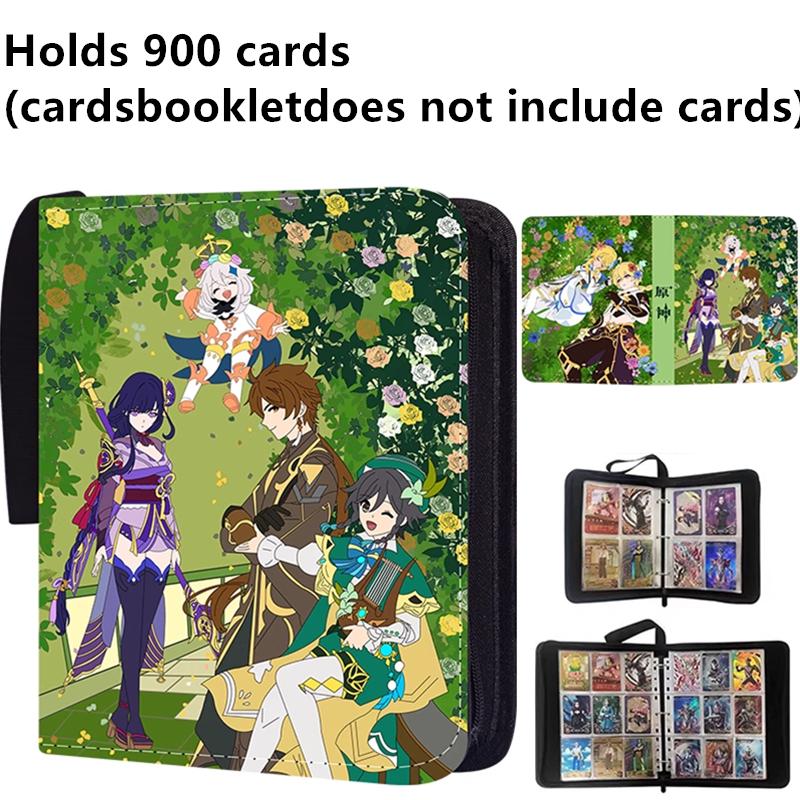 400/900 szt. Album na karty Genshin Impact Folder Książka 4/9 Miejsc na karty Kolekcje Zamek Błyskawiczny Podwójna Kieszeń Zamek Błyskawiczny Uchwyt na Karty