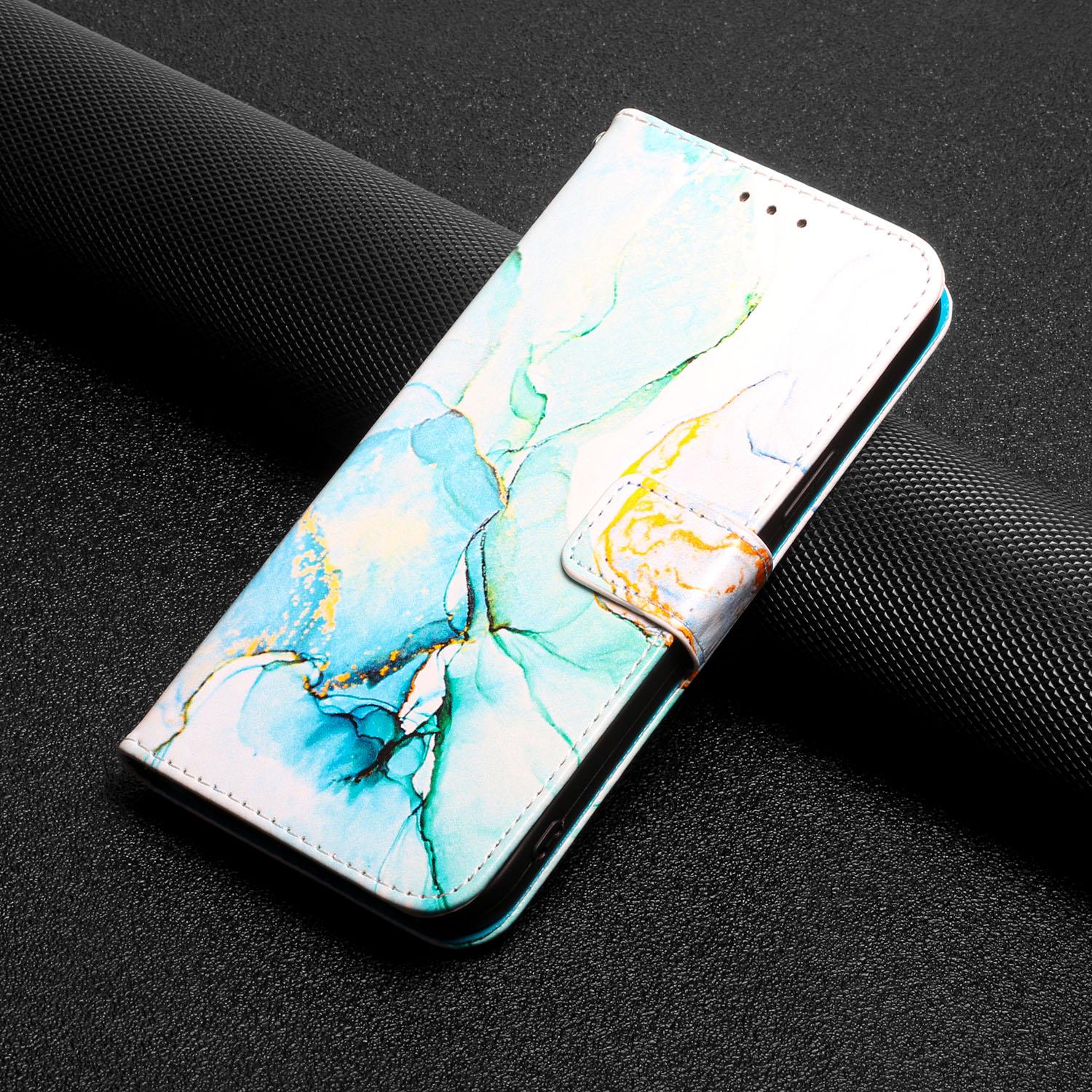 

Для Tecno Pop 6 Pro, Spark 9, Spark 8C, Pova Neo2, Pova 4, Camon 19... Мраморный узор, красочный узор, флип-подставка, кошелек, сумка для телефона, кожаный дизайн, чехол для карт Tecno Pova 4 Pro зелёный