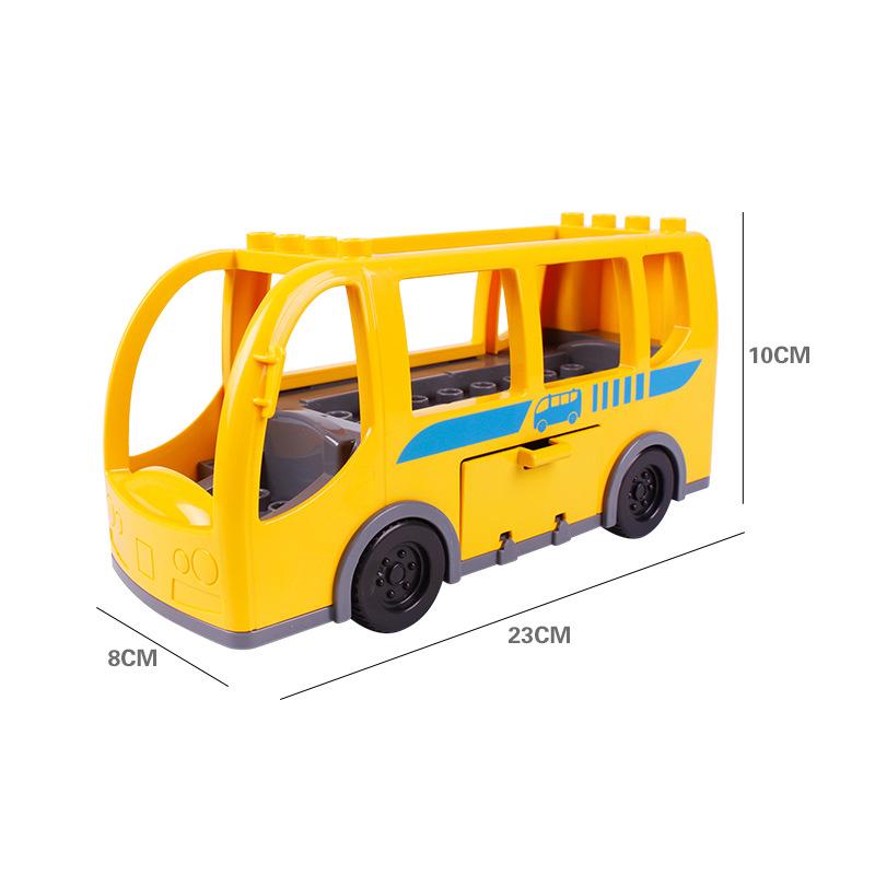 Bybil Tegneserie Offroad Lastebil Brødhenger Buss Stor Størrelse Byggeklosser Tilbehør Barn Pedagogisk DuploLG Klosser Leker