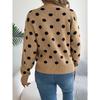 Fashionable Women's Hoodie: Casual Colour-Block Polka Dot Long-Sleeved Pullover Knit Top