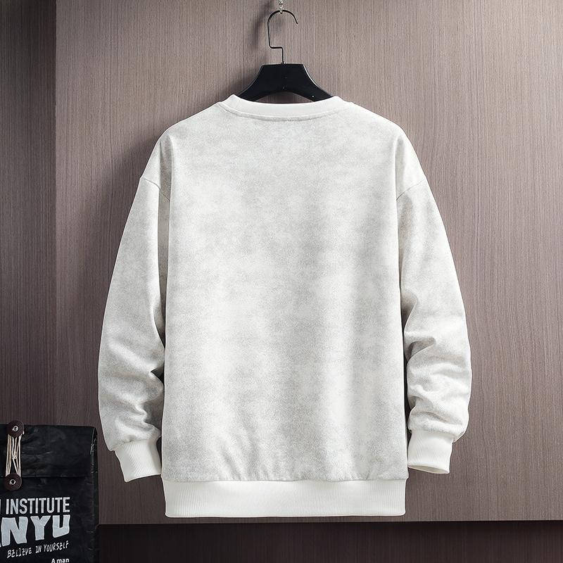 Men's Washed Effect Crew Neck Sweatshirt - Casual Loose Fit Pullover