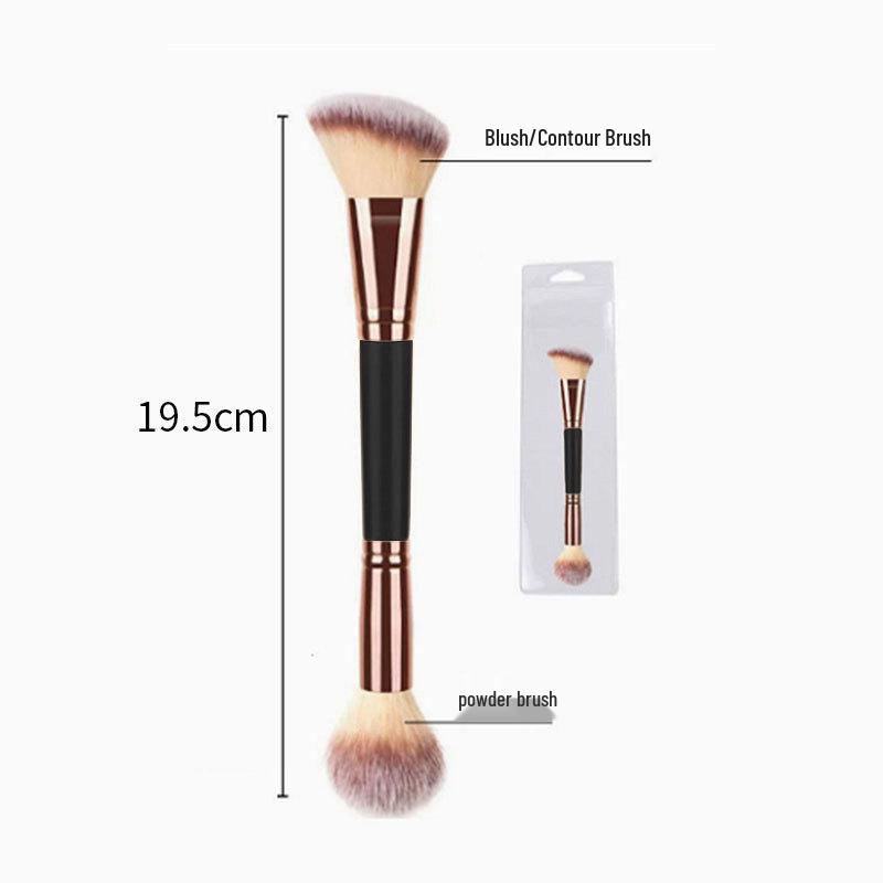 Dual-Ended Soft Bristle Foundation & Blush Brush for Contouring and Nose Shadow Makeup.