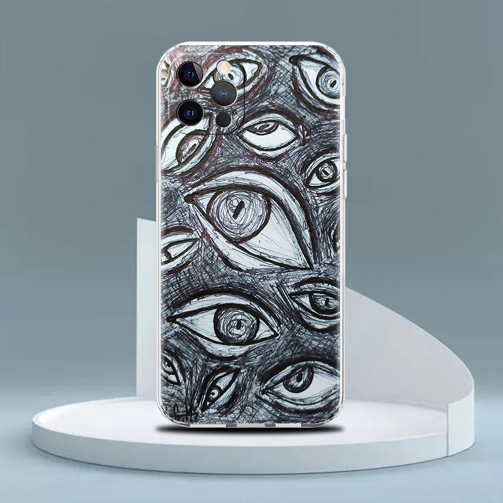 Scary Face Eyes Smiley Clear Case For Apple iPhone 13 11 14 12 Pro 7 8 Plus XR X XS Max 6 6S 13Pro Silicone Phone Cover