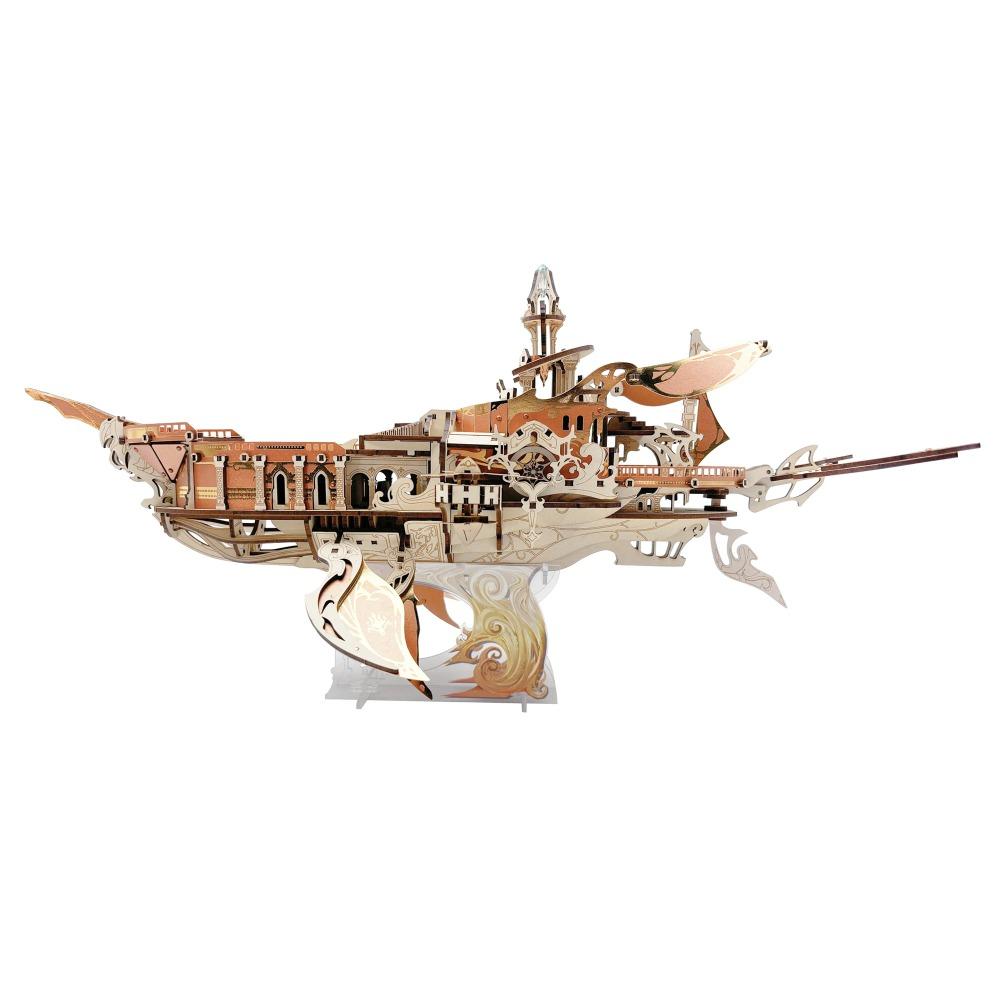 Puzzle 3D in Legno Fai da Te Balena Arca dell'Universo Astronavicella Puzzle a Incastro Assemblaggio Kit di Modelli in Miniatura Giocattoli Per Amici Regali