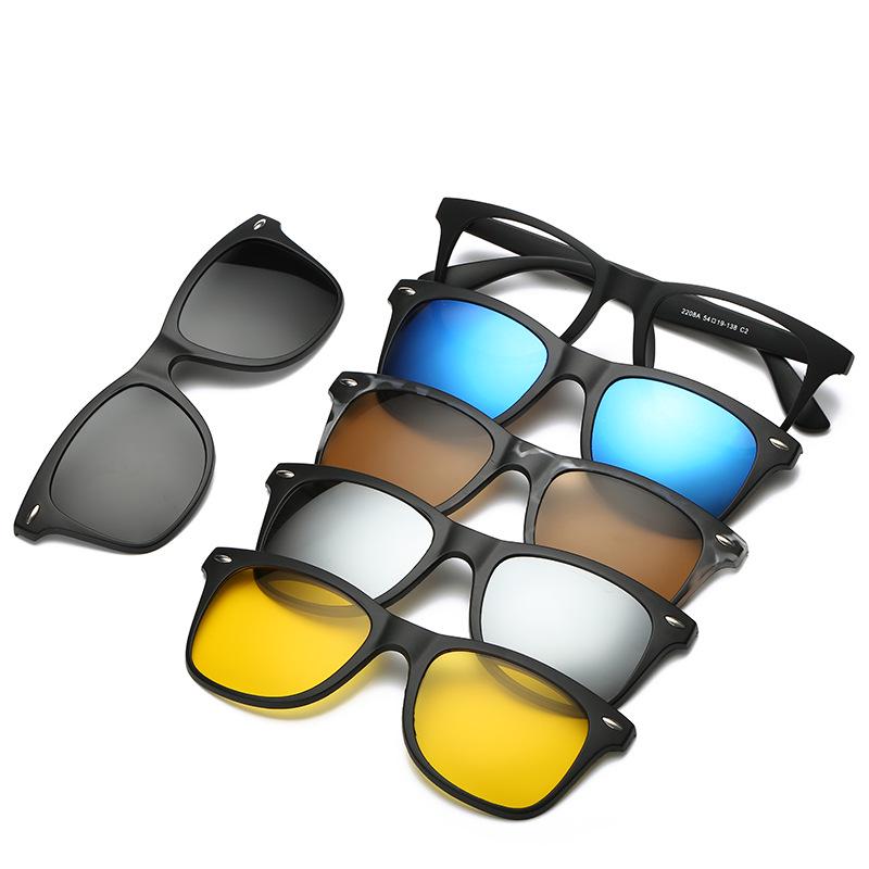 Polarized Magnetic Clip-on Sunglasses Set: Unisex TR Frame Prescription Eyeglass & Sunglasses Combo