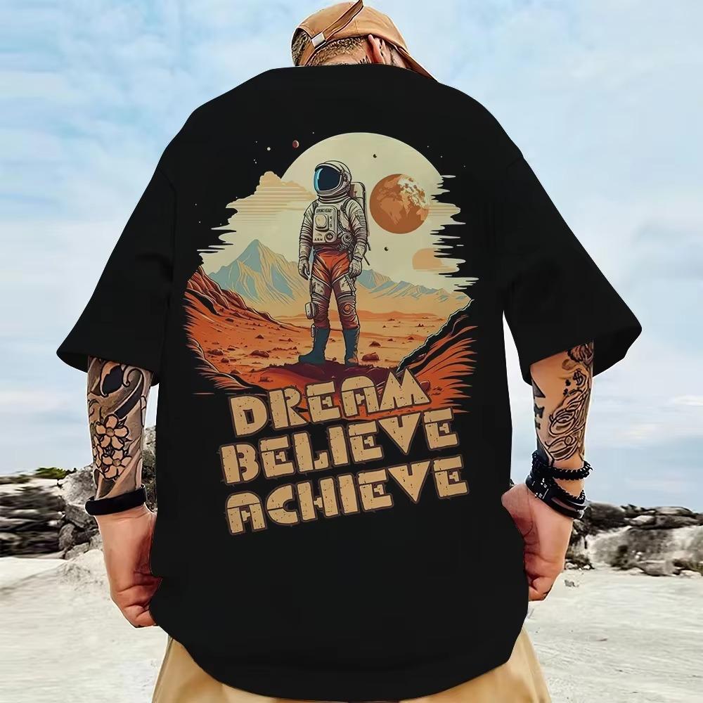 Fashion Men's T-Shirt 3d Space Astronaut Print Short Sleeve Tee Summer Street Hip Hop T Shirt For Men Oversized Men Clothes Tops