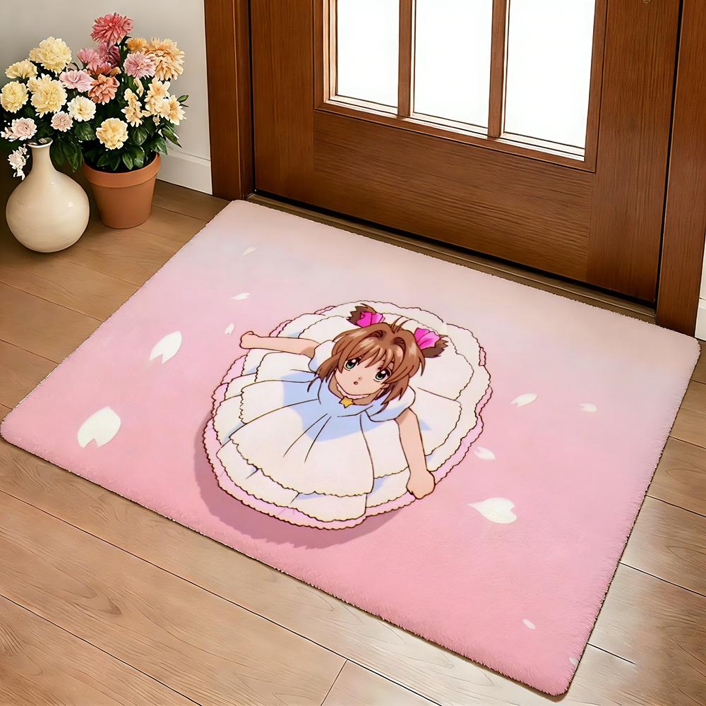 Kwaii C-Cardcaptor Sakura Floor Mat Cozy Flannel Soft Thick Non-Slip Mat For Living Room Bedroom Kitchen Decor Rugs