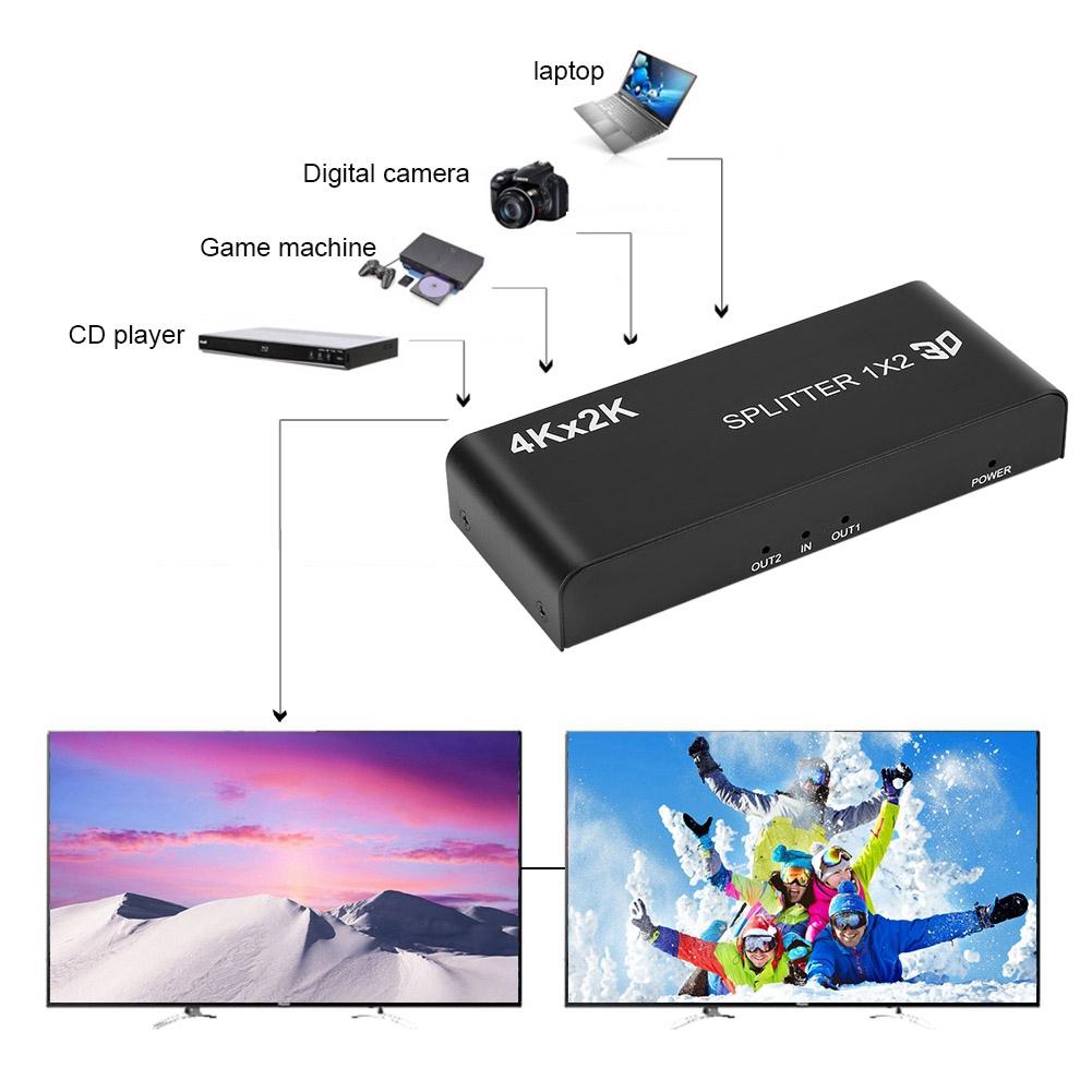 4K HDMI Standard Metal 1080P 60Hz 3D Video Switcher Splitter(1 in 2 Out )