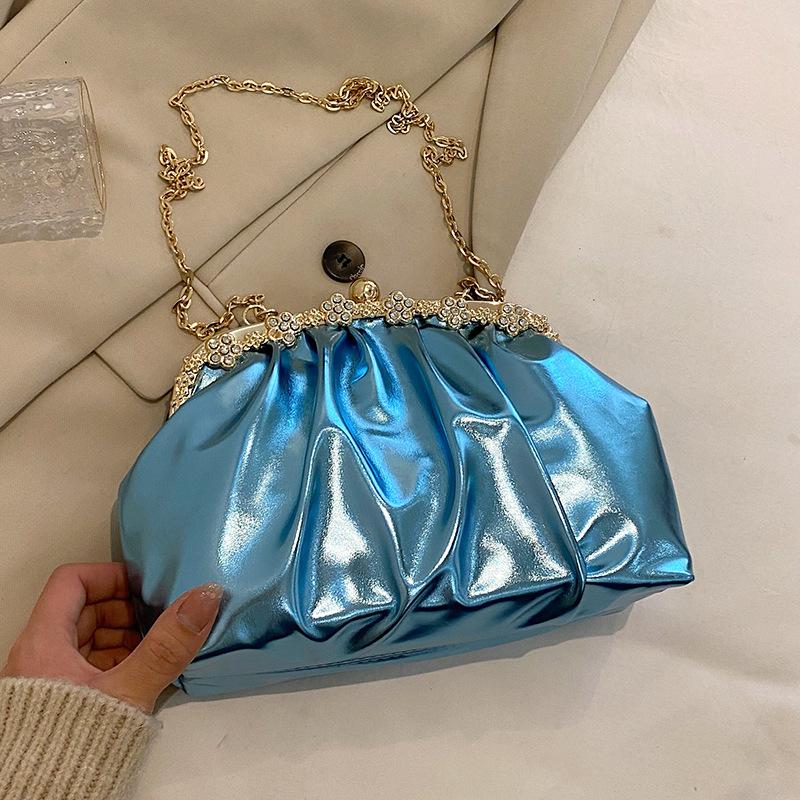 

Стильная и простая портативная сумка-клипса Symphony из мягкой кожи, повседневная женская сумка, универсальная, темпераментная, среднего размера, на плечо, сумка-мессенджер синий