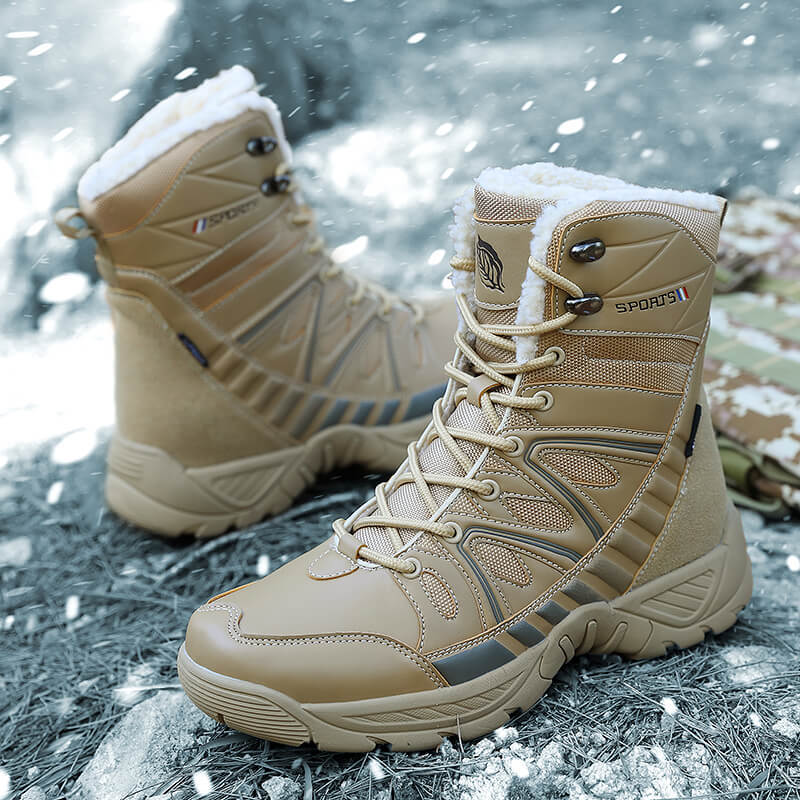 Large Size New Fashion Casual Shoes Snow Boots Plus Velvet Warm War Boots Trend Men's Cotton Combat Boots Shoes M1096