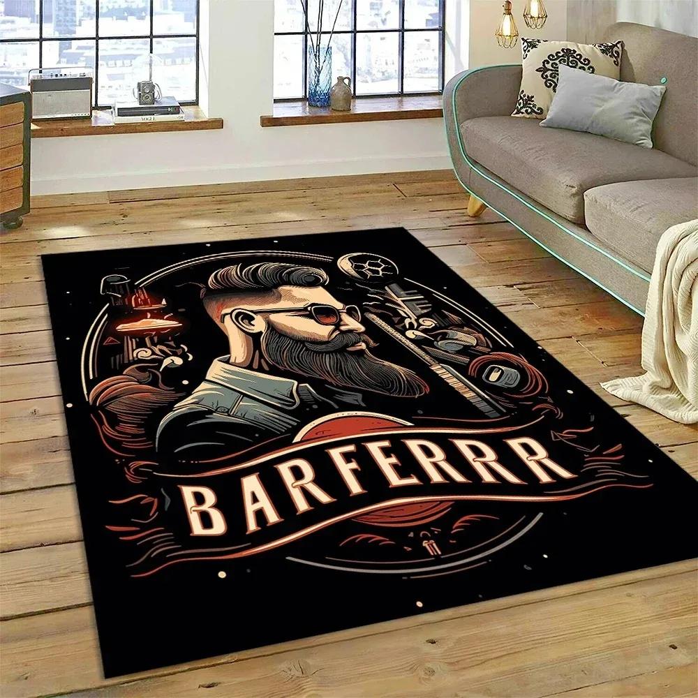 Fashion Barber Shop Series Carpet Hallway Cloakroom Coffee Table Rug Bedroom Home Floor Mat Washable Living Room Decoration