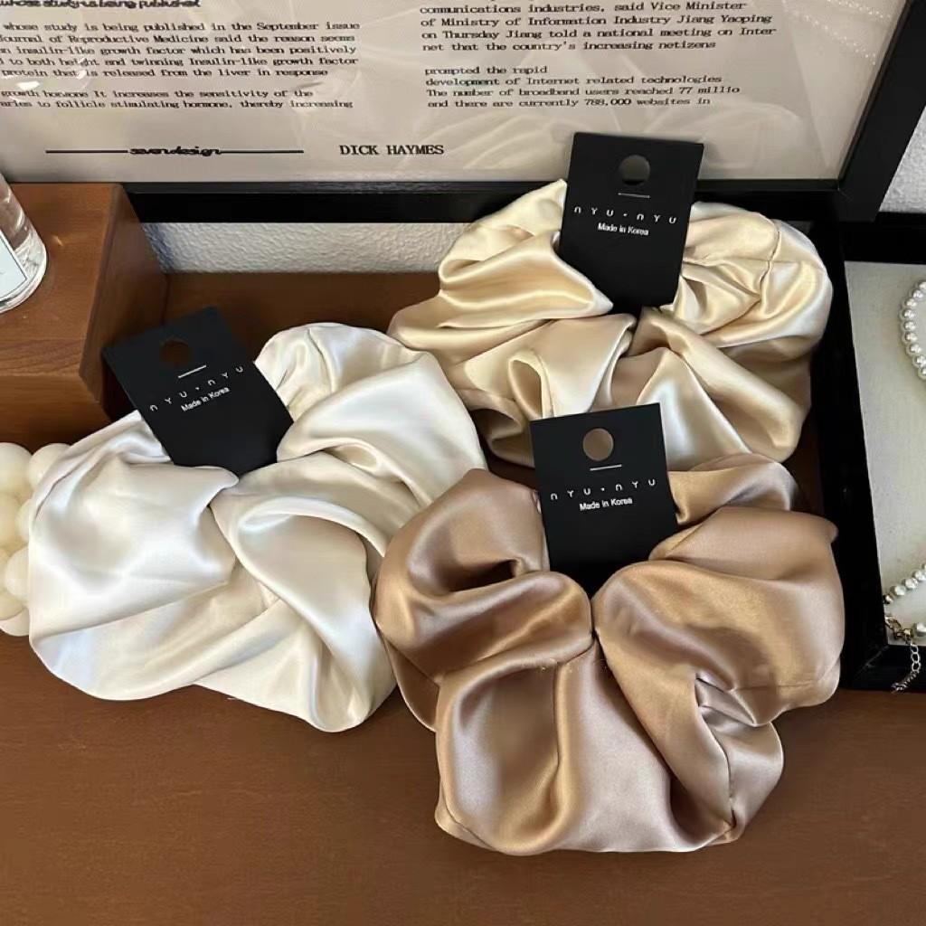 Oversize Satin Scrunchies Elatic Hair Bands Women Girls Ponytail Holder Silk Hair Ties Simple Large Chouchou Hair Accessories