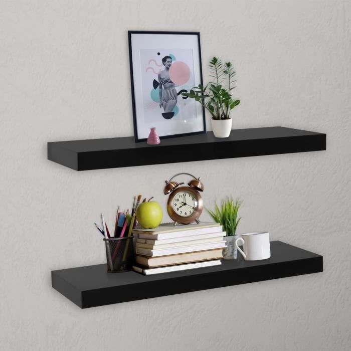 VidaXL Floating Wall Shelves 2 Pcs Black 60x20x3.8 Cm 288201