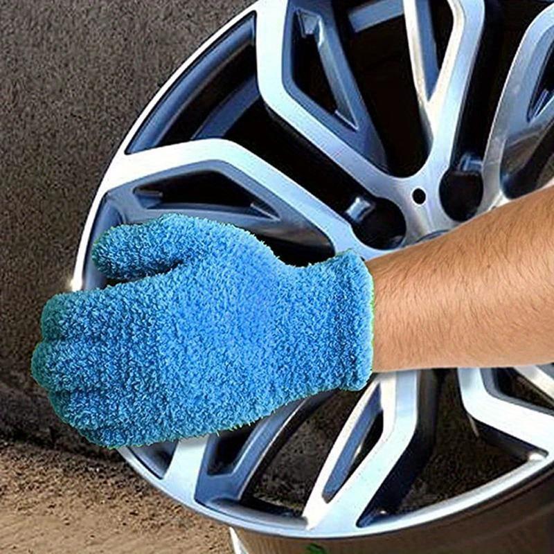 1Pc Microfiber Cleaning Gloves Car Detailing Dust Removal Wash Gloves Coral Velvet Knitted Super Soft Housework Absorbent Gloves