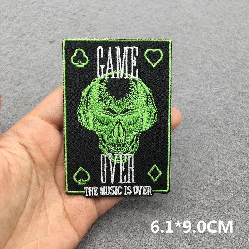 Embroidered Patches On Clothes Punk Patches For Clothing Diy Skull Stripes Stickers Cartoon Patches Appliques Badges
