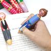 5 Pcs Creative Doll Retractable Ballpoint Pen Smooth Writing Pen Blue Ink Press Pen School Office Supplies for Student