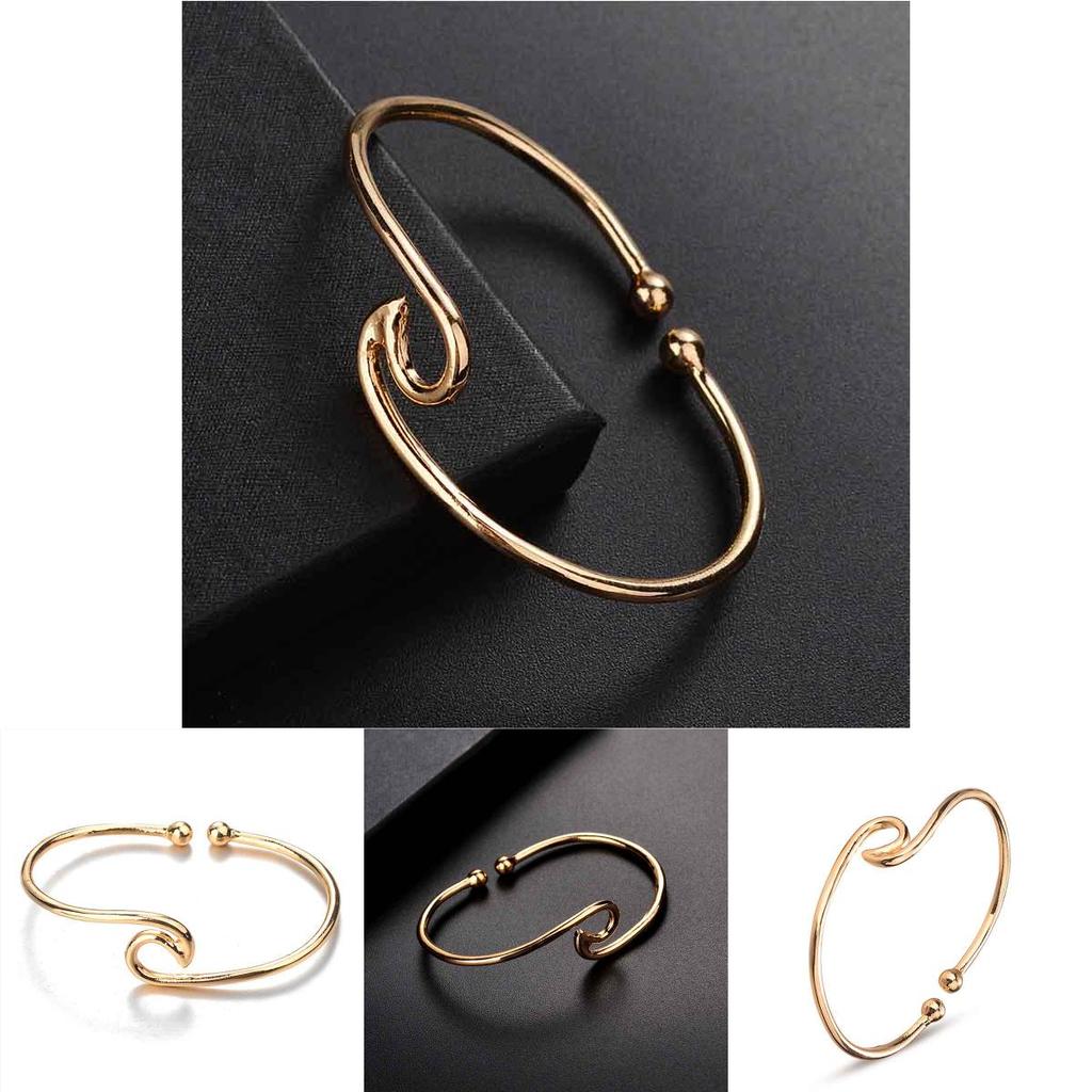 Elegantes Einfaches Wellenöffnungsarmband Mit Möwenförmigem Design Verstellbarer Goldlegierungs Schmuck