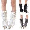 Harajuku Cargo Beindeckel mit verstellbarem Kordelzug Motorrad Punk Baggy Fußlose Socken Beinwärmer Gamaschen für Damen
