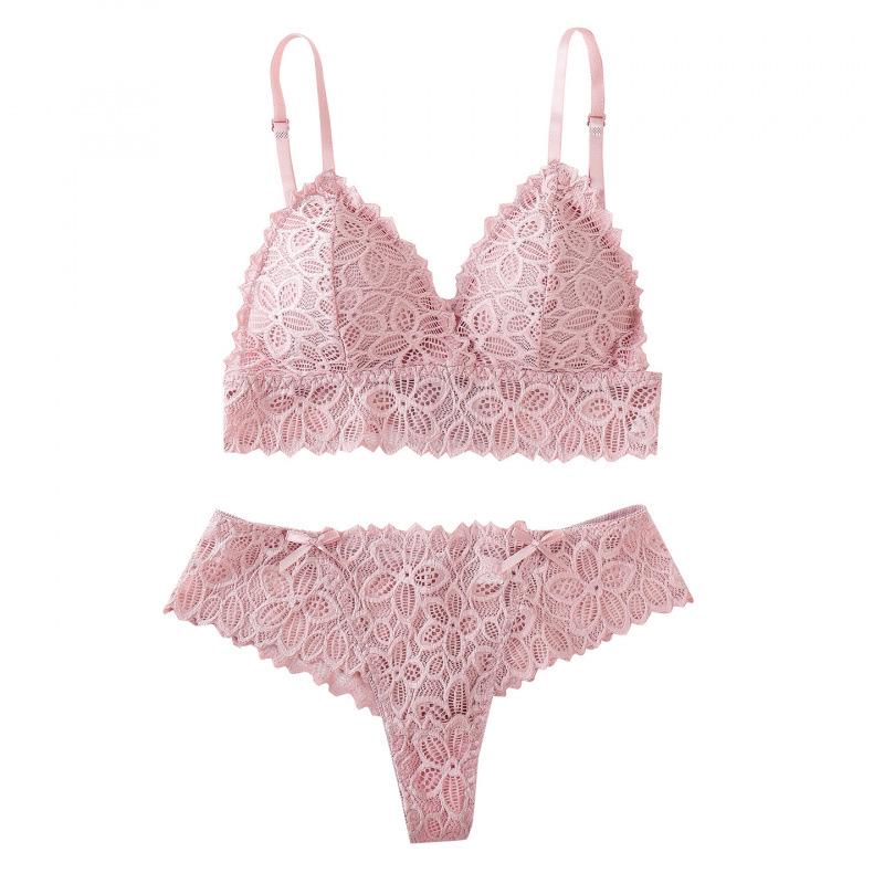 Elegante Set di Lingerie Sexy in Pizzo: Reggiseno a Triangolo & Slip