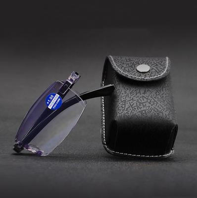 !!Two Pairs!! Foldable Portable Reading Glasses Women Men Nose Pad Rimless High Quality Frame Anti Blu Anti Fatigue +0.75 To +4