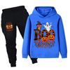 PB1649 Kids Boys Girls Halloween Ghost Printed Long Sleeves Hoodie Trousers Sets
