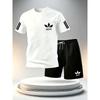 2026 Summer Men's Streetwear 2 Piece Set O-Neck T-Shirt+Sports Shorts Quick Dry Fitness Gym Running Suit