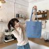Women Woolen Vintage Plaid Shoulder Bag Versatile Canvas Student Large Capacity Handbag