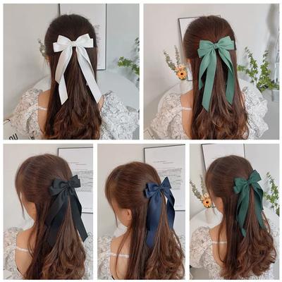 Fashion Fabric Ribbon Hair Bow Hairpin for Women Girls Hair Clips Black White Bow Top Clip Female Hair Accessories