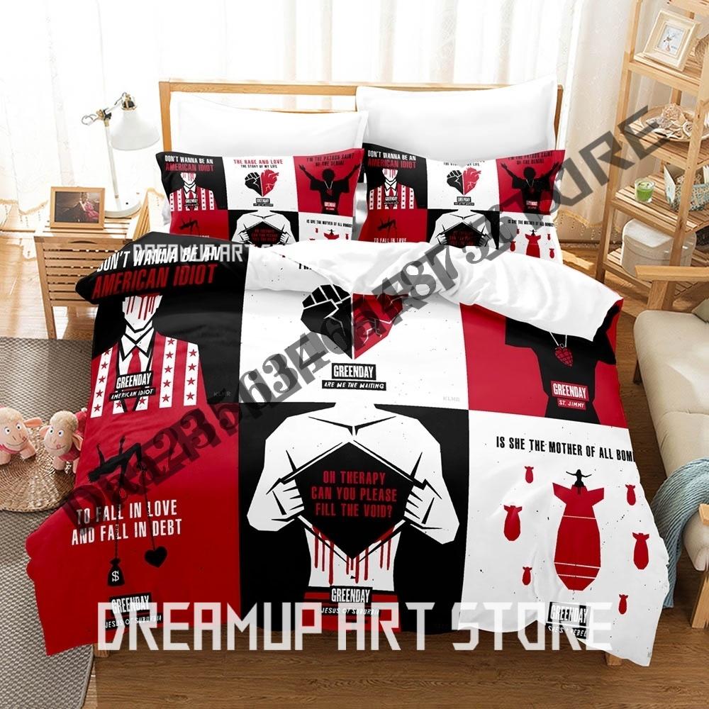 3D Print Green Day AMERICAN IDIOT Beddengoed Set Enkel Twin Volledig Queen King Size Bed Set Volwassen Slaapkamer Dekbedovertrek Sets Anime Bed EU Single 90x200cm