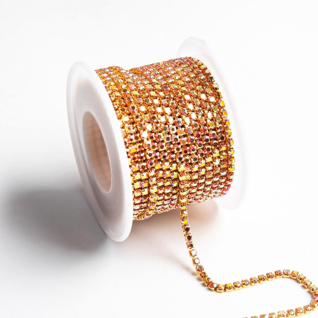 Weichen Boutique Gold Bottom Claw Chain Electrophoresis Ab Encryption Chain Night Flash Diamond Chain Diy Clothing Accessories Chain